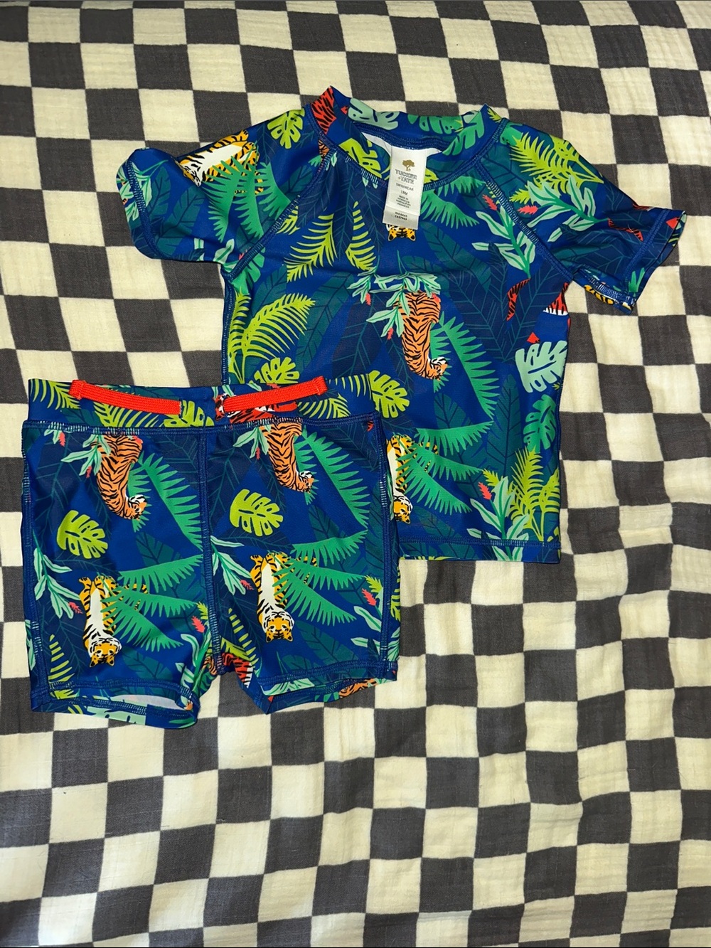 Tucker + Tate Blue Tropical Tiger Rash Guard Swim Set